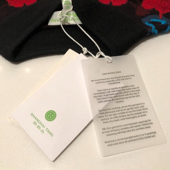 Shanghai Tang Gingko Cashmere + Wool Knit Dress in Black, Red, Blue Size EU M - Picture 12 of 14